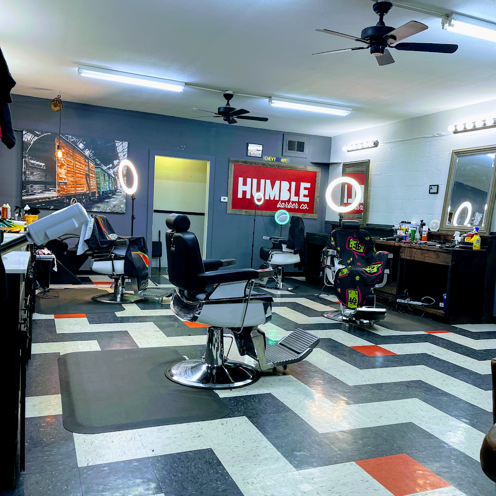 Interior of The Chop House Barbershop with classic chairs